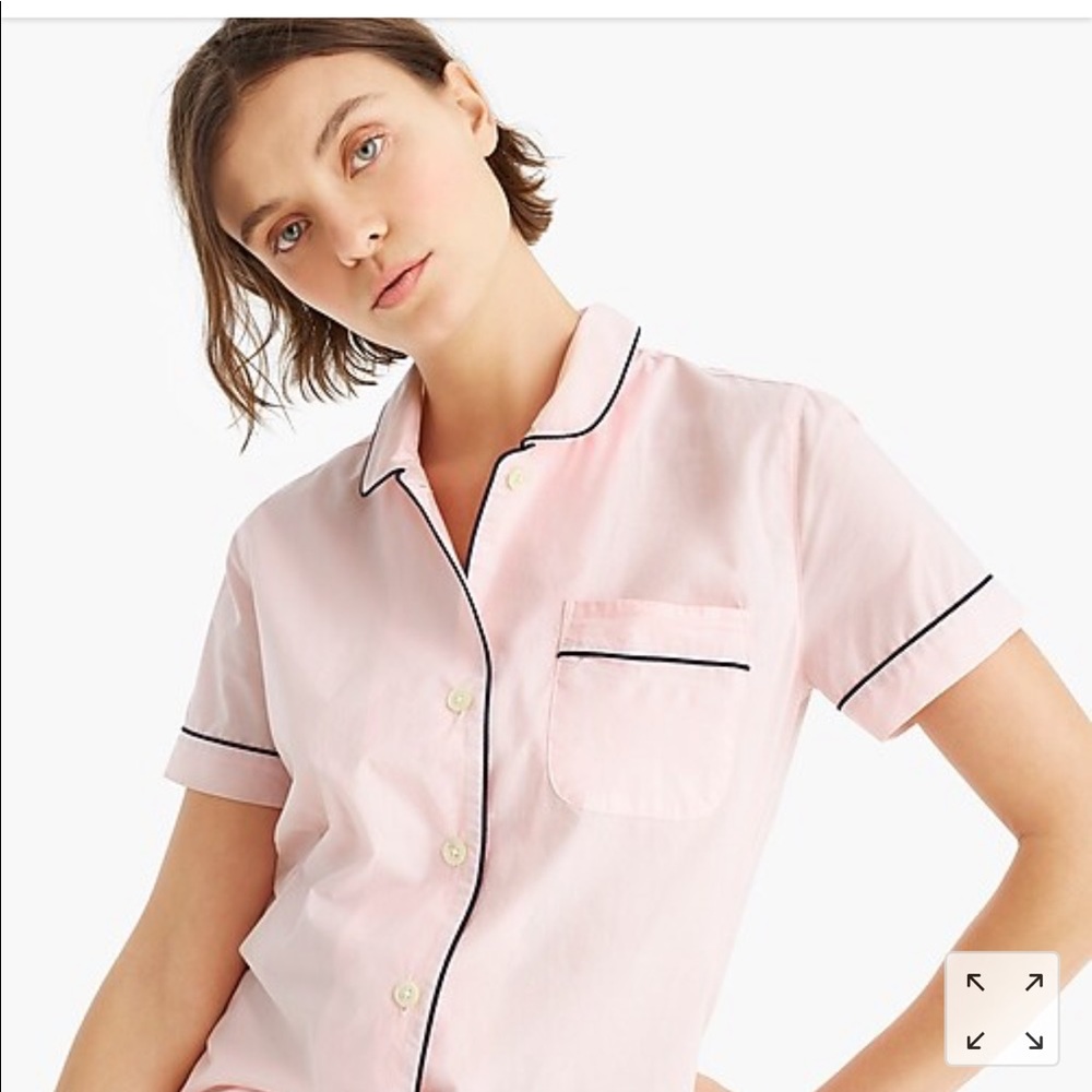 Short-sleeve pajama top in end-on-end cotton